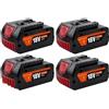 Udawfmk 18V 8.0mAh compatibile con Bosch, GBA GBH GSR GSB BAT618 BAT609 BAT620 batteria per seghe elettriche, avvitatori, levigatrici e altri utensili elettrici YIDAL.(4pcs-8.0ah)