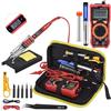 AUBEST Stazione di Saldatura, Kit for saldatore, multimetro digitale a temperatura regolabile da 80 W Auto RangingLCD, punte for saldatore Strumenti di rilavorazione for saldatura(908SKit-DM02)