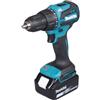 Makita DHP490SFJ - Trapano avvitatore combinato LXT agli ioni di litio da 18 V, con 2 batterie da 3,0 Ah e caricatore in custodia Makpac