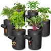 Gardzen 6 Pack BPA-Free 10 Gallon Vegetable Grow Bags with Access Flap and Handles, Suitable for Planting Potato, Taro, Beets, Carrots, Onions, Peanut