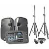 Vonyx Vexus PSS302 Sistema Audio Portatile completo con 2 altoparlanti, mixer, stativi e microfono (300 W max, Bluetoothm, USB SD MP3, custodia per trasporto)