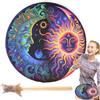 GENERIC Tamburo sciamanico fatto a mano, con bacchetta sciamanica, tamburo sacro sciamanico, strumento di guarigione del suono, tamburo sciamanico a mano, tamburo a mano con design decorativo, sciamano per