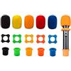 Qweri 5 Pezzi Parabrezza in Schiuma Compatibile, Spugna Microfono Protezione in Gommapiuma,Microfoni Spugna Covers, con Anello per Microfono Antirotolamento e Custodia Inferiore, per Meeting Studio Karaoke