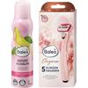 Balea Professional Balea - Set di 2 rasoi da barba: olio di avocado e vitamina E, 150 ml + rasoio Balea a 5 lame Elegance, 1 pezzo + bonus: spugna in silicone per pelle liscia e curata