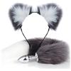 Peadxuno Plug anale coda di volpe, plug anale coda di volpe giocattoli tappi di testa con orecchie di gatto fascia giocattoli del sesso anale per donne uomini principianti coppie adulte giochi di bondage