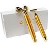 Amirce 2-EN-1 massaggiatore viso 24k Golden Pulse Massaggio viso viso 3D Roller Electric Sonic Energy e T Shape Arm Eye Nose Head Massager