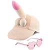 realGOOS Cappello peluche pisello e occhiali a forma di cuore rosa per la festa di addio al nubilato celibato gadget per adulti sexy 18+
