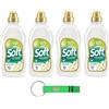 Beni Culinari 4 X Soft Ammorbidente Concentrato Muschio Bianco, ammorbidente concentrato con muschio bianco, 30 lavaggi, 750 ml + portachiavi Beni Culinari