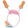 realGOOS Cerchietto umoristico rosa con antenne piselli e ciuccio pene per la futura sposa sexy hot festa di addio al nubilato gadget per adulti 18+