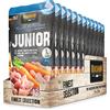 Belcando Junior [12 x 125g Junior Pollo con carote e olio di salmone] | Cibo umido per cani | Alimento completo in busta monoporzione per cani