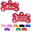 ibera gifts - Medaglietta Cane Personalizzata a Forma di Osso, Perfetta per Animali di Taglia Media e Grande, Targhetta Cane con Incisione, Medaglietta Gatto Personalizzata (Rosso, Zampe)