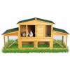 Melko® - Conigliera XXL per piccolo animale domestico con recinto, ca.215 x 73 x 100 cm, in legno, incl.2 rampe + 2 cassetti