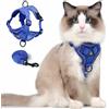 skmeditec Cat Harness and Leash Set for Kitten, Upgraded Escape Proof Adjustable Vest with Lead for Small Cat Outdoor Walking, Soft Breathable Mesh Jacket with Reflective Stripes for Night (Klein Blue, M)