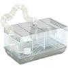 PawHut Gabbia per criceto e roditore con tunnel, accessori inclusi, maniglia, filo di acciaio, 58 x 32 x 31 cm, grigio