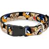 Buckle-Down Collare per cani in plastica con clip Road Runner Wile E Coyote Expressions impilato nero da 45,7 a 81,5 cm di larghezza