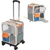 DCSYOG Trasportino gatto con ruote, girevole a 360°, con tasche, carrello per cani, zaino trolley portatile e traspirante, per cani di piccola taglia e gatti di taglia media