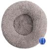 DOTBUY-SHOP Rotondo Cuccia Cane Interno, Peluche Cuccia Gatto e Cane Ciambella Cuscino per Cani, Lavabile e Morbido Cuscino per Animale Domestico, per Gattino Cucciolo (50CM,Grigio-Marrone)