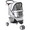 PawHut Passeggino per Cani Piccoli Pieghevole, Carrozzina per Cani con Ruote con Freni, Portabicchieri, Cestino Portaoggetti e Imbottitura Rimovibile e Lavabile, per Animali Domestici 10 kg, Grigio