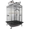 Pet's Solution - Gabbia per Pappagalli e Grandi Uccelli con Posatoi, Ciotole, Ruote, Griglia e Vassoio Estraibile, Nera - Dimensioni Esterne 124x90x185h cm