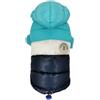 GIBZ Piccolo Cane Cappotto Invernale con Cappuccio Cani Impermeabile Antivento Giacca Caldo Tempo Freddo Cappottino Pile Imbottito per Animali Domestici Blu