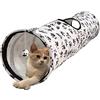 Ancecos Tunnel per gatti, tunnel di gioco Rustle, tunnel di peluche gatto (Paw print, ∅25x100cm)