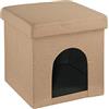 Baroni Home Cuccia Cane, Cuccia Gatto, Pouf Pieghevole per Cani e Gatti, Colore Tortora, Misure 38x38x38 cm