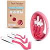 Tick Twister Tire Zecca per Cane, Gatto e Umano (Set di 3) - Rimozione semplice, veloce e senza dolore, pinza per zecca con scatola di stoccaggio, ideale per viaggi e casa (rosa, 1 set)