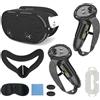 AARONMEI Kit di accessori protettivi VR per Meta Quest 3S, copertura dell'impugnatura del controller, copertura del guscio VR, maschera, copriobiettivo, impugnature per i pollici, conchiglie oculari (nero)