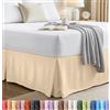Utopia Bedding - Mantovana giroletto matrimoniale, per nascondere sotto il letto, 40,6 cm, plissettata, beige