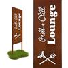 Relaxdays Edelrost decorazione da giardino Grill & Chill, 85 x 28 cm, palo in ferro marrone antintemperie da inserire