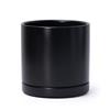 D'vine Dev, 94-O-D-2 - Vaso in ceramica per piante con foro di drenaggio e sottovaso, vaso cilindrico per interni, 20,3 cm, nero