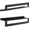 Gedy Cleo Mensola Bagno Doppia Funzione, Portaoggetti Bagno e Porta Asciugamani, Realizzata in Acciaio Inox AISI 304 Finitura Nero Opaco, Dimensioni L50xP10xH9,5cm Fissaggio a Muro con Viti Incluse