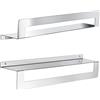 Gedy Cleo Mensola Bagno Doppia Funzione, Portaoggetti Bagno e Porta Asciugamani, Realizzata in Acciaio Inox AISI 304 Finitura Cromata, Dimensioni L50xP10xH9,5cm Fissaggio a Muro con Viti Incluse