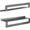 Gedy Cleo Mensola Bagno Doppia Funzione, Portaoggetti Bagno e Porta Asciugamani, Realizzata in Acciaio Inox AISI 304 Finitura Gun Metal, Dimensioni L50xP10xH9,5cm Fissaggio a Muro con Viti Incluse