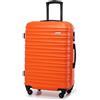 WITTCHEN Valigia da viaggio Bagaglio a mano da cabina rigida ABS 4 ruote girevoli Serratura a combinazione Maniglia telescopica GROOVE Line Taglia M Arancione Ryanair/ITA Airways/easyJet