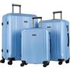 FERGÉ set di 3 valigie viaggio CANNES - bagaglio rigido dure leggera 3 pezzi valigetta 4 ruote blu