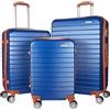 Brubaker Set Valigie Paris - Completo da Viaggio in 3 pezzi con Bagaglio a Mano - Bagagli Rigidi con Serratura a Combinazione, 4 Ruote e Maniglie Comode - Trolley in ABS (M, L, XL - Blu Marrone)