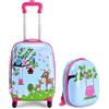 GOPLUS 2 in 1 Valigetta bimbo Trolley bambino Piccolo Bagaglio di Viaggio Carino Valigetta+Zaino Blu