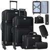 KESSER Set di valigie da viaggio da 4 pezzi | Valigia in tessuto con 3 cifre TSA, ruote a 360° e manico telescopico | Beauty case portatile bagaglio leggero e grande valigia per affari e viaggi, Nero