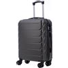 R.Leone Valigia da 1 Fino a Set 3 Bagaglio a mano 55x40x20 Ryanair, Medio, Grande Ultra Resistente Trolley rigido leggero 8 ruote in ABS 2220 (Grigio, S Bagaglio a mano)