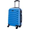 R.Leone Valigia Trolley Bagaglio a mano Rigido Ultraleggero in ABS 4 Ruote Autonome (Azzurro, 20267 Valigia 55x38x23cm)