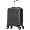 R.Leone Valigia da 1 Fino a Set 4 Trolley Rigido grande, medio, bagaglio a mano 55x40x23 cm Wizz, ITA Airways e bagaglio 45x36x20 cm EasyJet in ABS 8001 (Grigio, S Bagaglio 55x40x23cm)