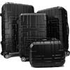 R.Leone Valigia da 1 pezzo Fino a Set 4 Trolley Rigido grande, medio, bagaglio a mano e beauty case 4 ruote in ABS 611 (Set 4 Pezzi XS S M L, Nero)