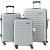 pro.tec Set di 3 Valigie Rigide di Diverse Misure S/M/L con Manico Telescopico Set Trolley a 4 Ruote con Chiusura TSA e Bilancia Pesa-Bagagli 40/70/100 L - Grigio Chiaro