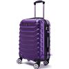 R.Leone Valigia da 1 pezzo Fino a Set 4 Trolley Rigido grande, medio, bagaglio a mano e beauty case 8 ruote in ABS 2026 (Viola, L Grande)