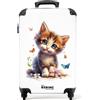 NoBoringSuitcases.com Valigia Bambini, Trolley Bambina, Valigia Per Bambini, Valigie, Trolley Bambina da Viaggio, Valigia Bimba, Trolley Bagaglio a Mano 55x40x20 cm (Gattino - Bianco)
