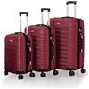 Juskys Set valigie rigide 3 pezzi - ABS - con ruote girevoli, lucchetto a codice e manico telescopico - trolley da viaggio - colore rosso