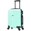 R.Leone Valigia da 1 Fino a Set 4 Trolley Rigido grande, medio, bagaglio a mano 55x40x23 cm Wizz, ITA Airways e bagaglio 45x36x20 cm EasyJet in ABS 9001 (Verde Acqua, XS Bagaglio Low cost)