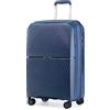 British Traveller Valigia Trolley Polipropilene Valigia Bagaglio a mano Leggero con Ruote, 55cm, Blu