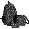 Generico Bow Backpack 3Pcs For Girls,Cute Kawaii Backpacks Set Large Capacity, Aesthetic Daypack Bow Rucksack, School Bag Kids Bookbag Teen Backpack Set Daypack (Black)